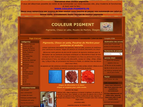 Page d'accueil de Couleur pigment