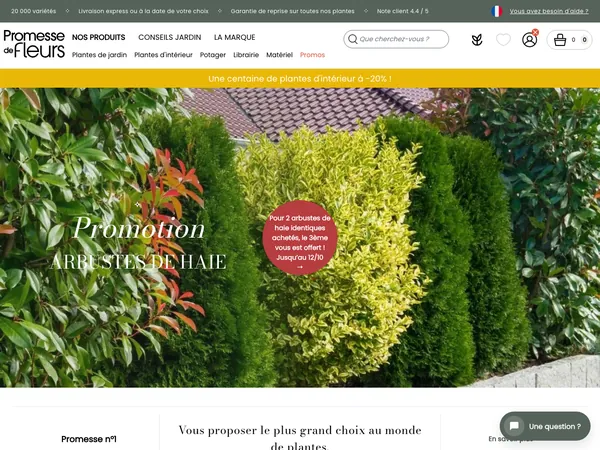 Page d'accueil de Promesse de fleurs