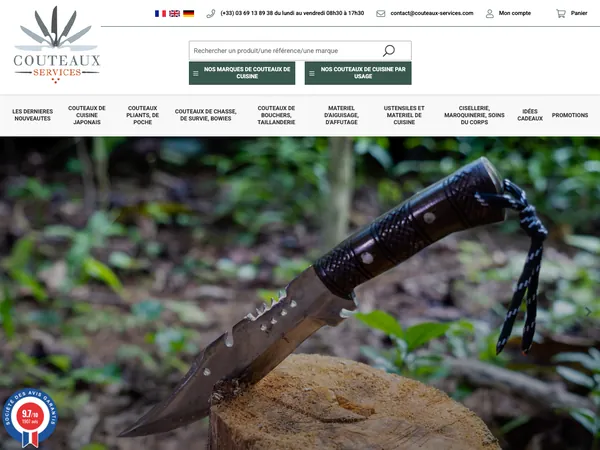 Page d'accueil de Couteaux-services