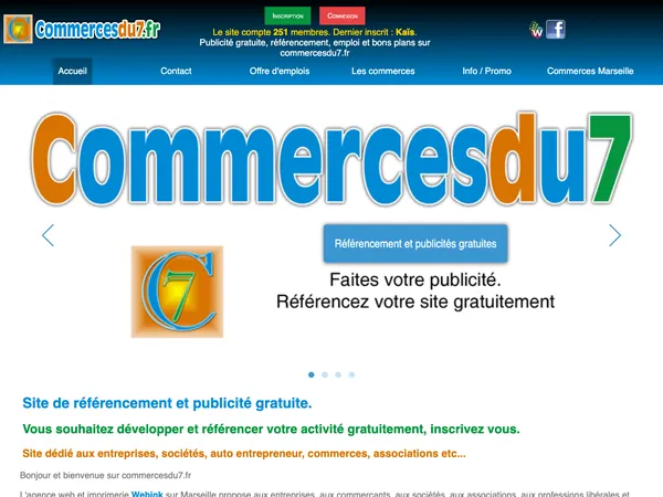 Page d'accueil de Commerces du 7