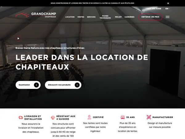 Page d'accueil de Grandchamp Chapiteaux