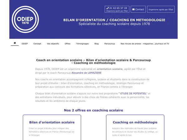 Page d'accueil de Odiep