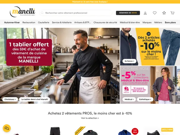 Page d'accueil de Manelli