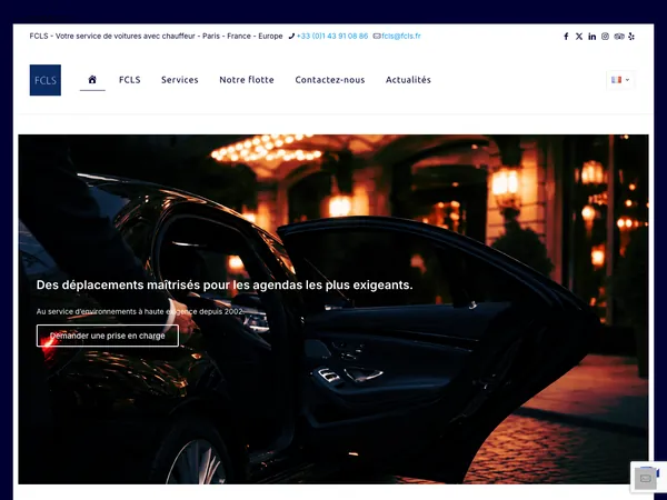 Page d'accueil de First Class Limousines Service