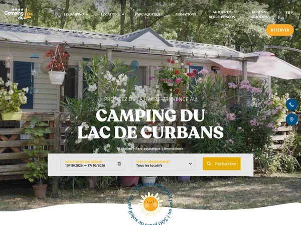 Page d'accueil de Au Camping du Lac à Curbans