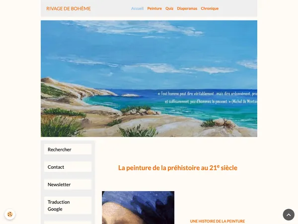 Page d'accueil de Rivage de Bohème