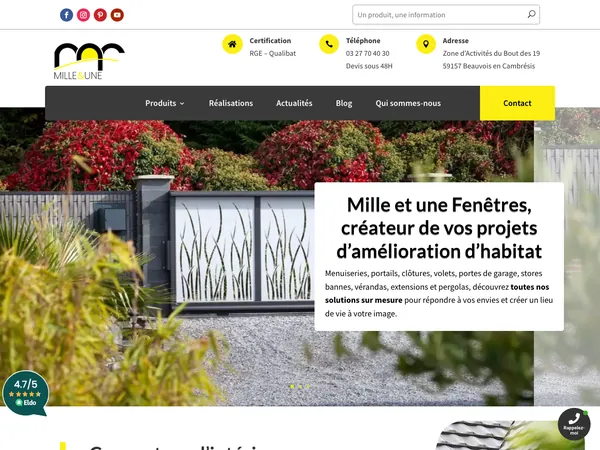 Page d'accueil de Mille et une fenêtres