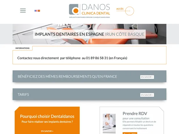 Page d'accueil de Dental Danos