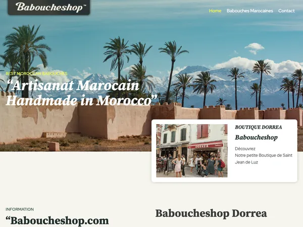 Page d'accueil de Baboucheshop