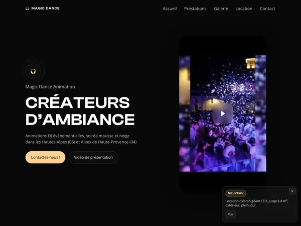 Page d'accueil de Magic dance