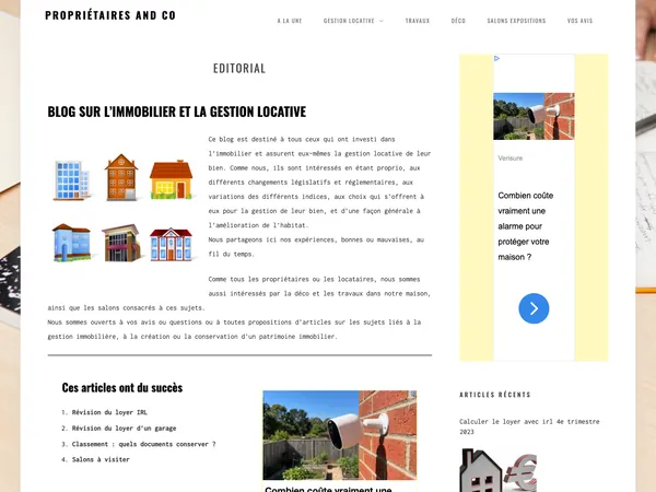 Page d'accueil de Propriétaires and co