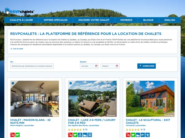 Page d'accueil de RSVPchalets