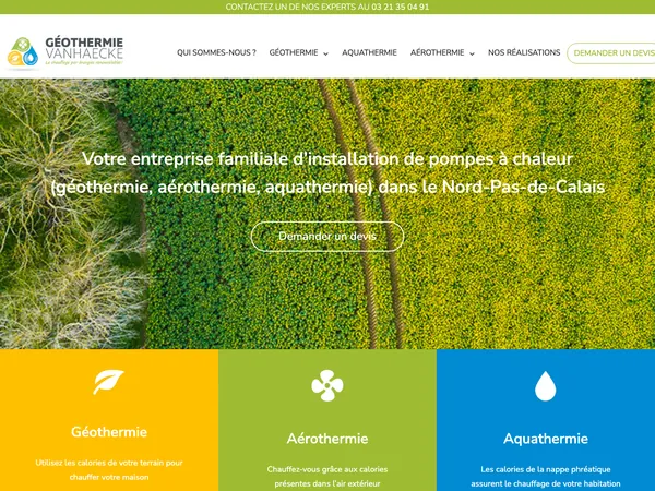Page d'accueil de Géothermie Vanhaecke
