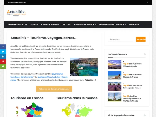 Page d'accueil de Actualitix : Cartes et statistiques