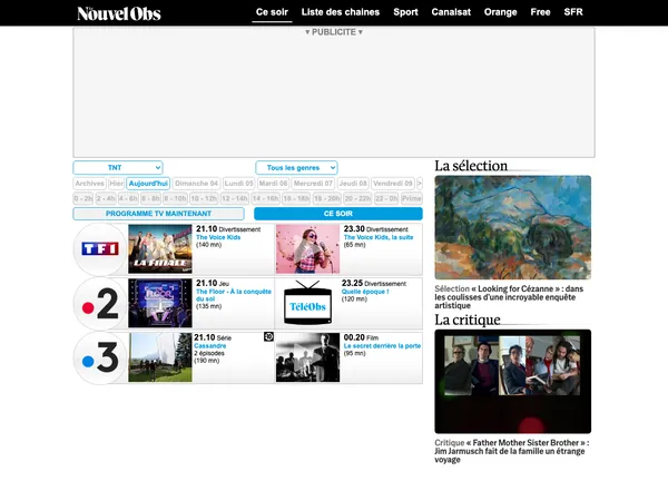 Page d'accueil de Téléobs