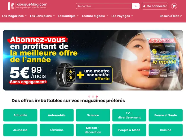 Page d'accueil de KiosqueMag