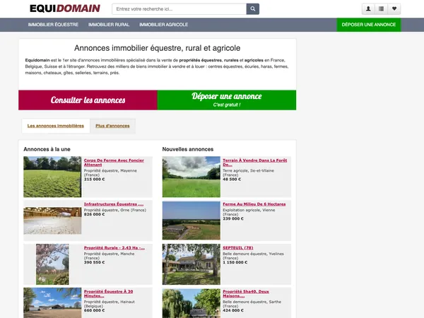 Page d'accueil de Equidomain