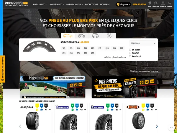 Page d'accueil de Pneusgom Guyane