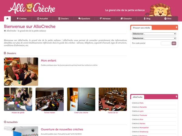 Page d'accueil de AlloCreche