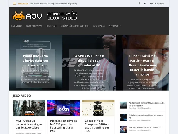 Page d'accueil de Actualitesjeuxvideo.fr