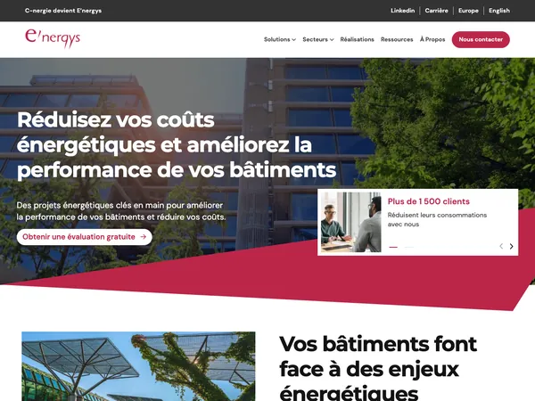 Page d'accueil de E'nergys