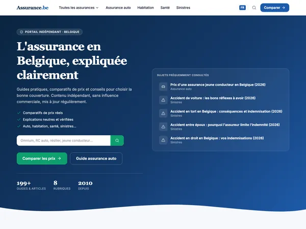 Page d'accueil de Assurance.be