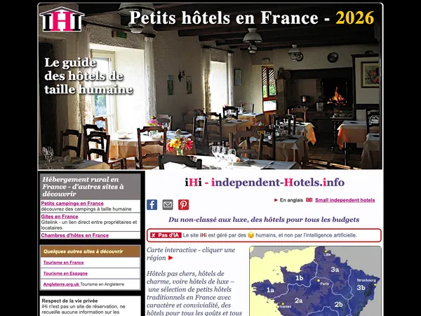 Page d'accueil de IHi - Independent Hotels Info
